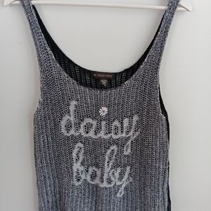 Seductions Vintage Style Knit Tank Top "daisy baby" Graphic M